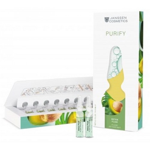 JANSSEN - Fiole detoxifiere si revitalizare pentru ten obosit cu pepetide avocado drojdie acid hialuronic - Purify Detox ampoules 7 x2 ml