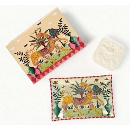 FRAGONARD - Set sapun flori de portocal cu savoniera de sticla pictata L'Aventurier - Set L'Aventurier 150gr+1buc